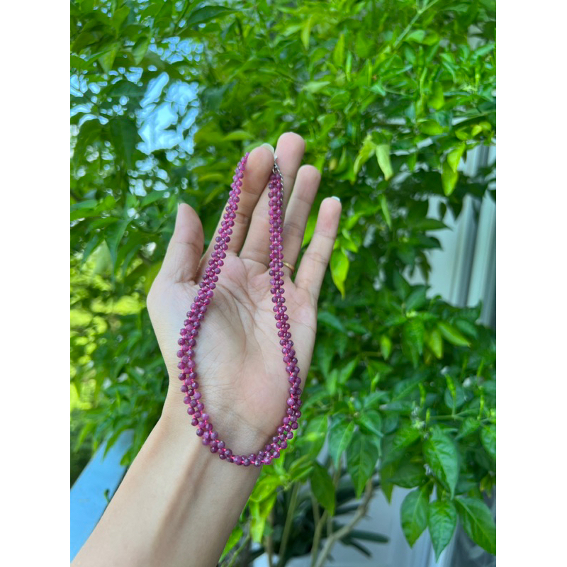 Chuỗi vòng cổ và tay đá Rubyy thiên nhiên