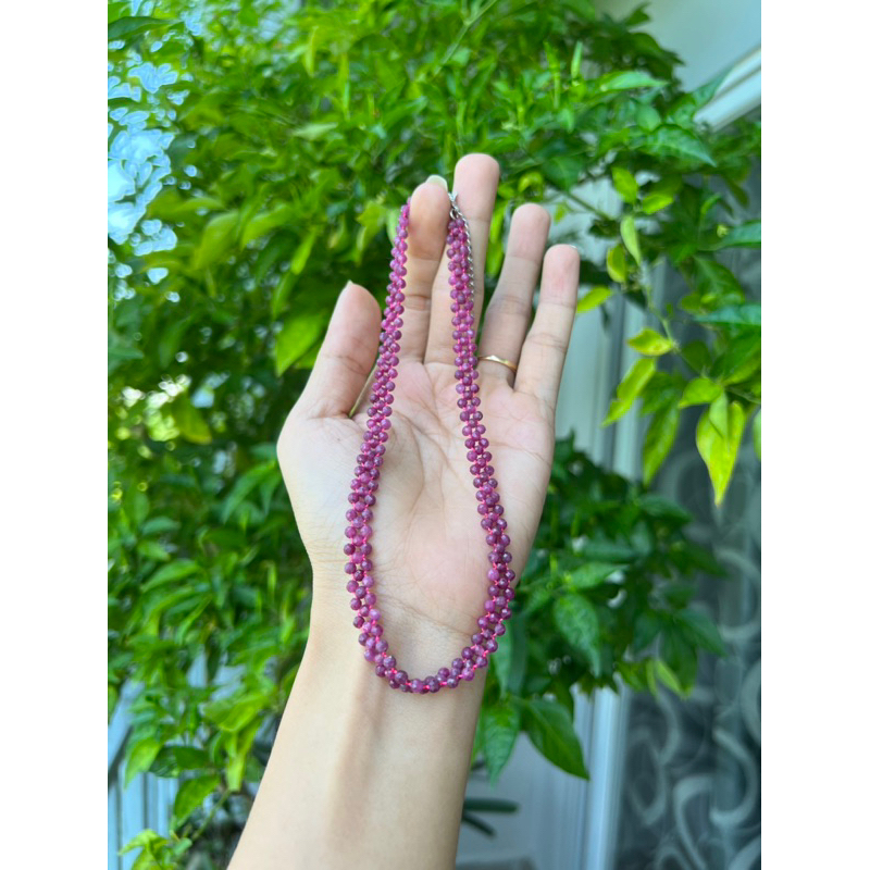 Chuỗi vòng cổ và tay đá Rubyy thiên nhiên