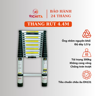 Thang nhôm rút đơn 4.4m vichita ống nhôm nguyên khối nhập khẩu 15 bậc - bảo hành 2 năm