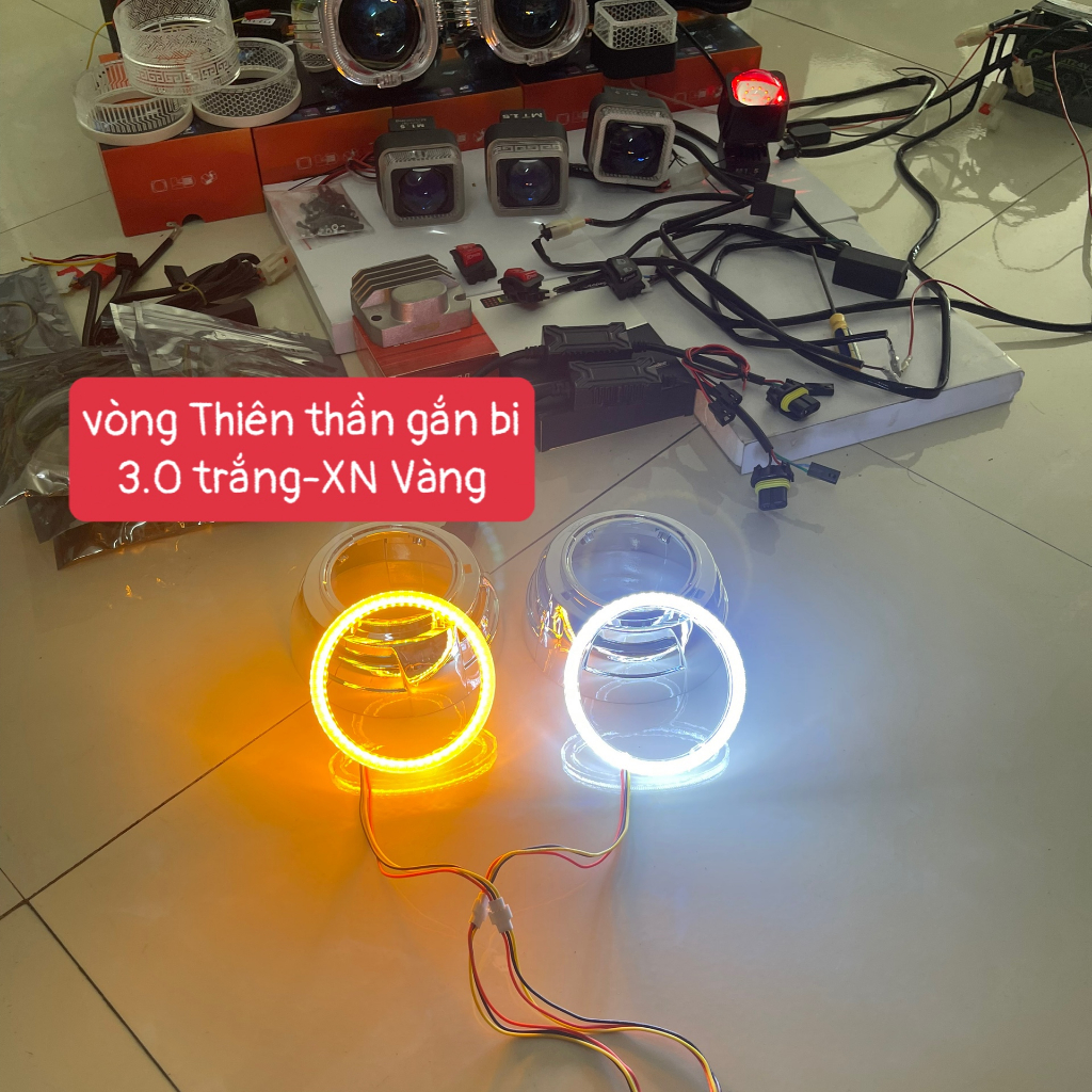 Vòng Thiên Thần trắng Xinhan Vàng Gắn Bi Cầu 3.0 inch
