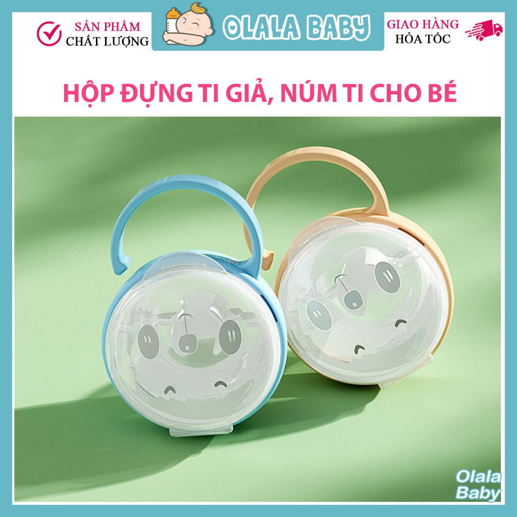 Hộp đựng ti giả, núm ti cho bé trong suốt, có móc treo cho bé