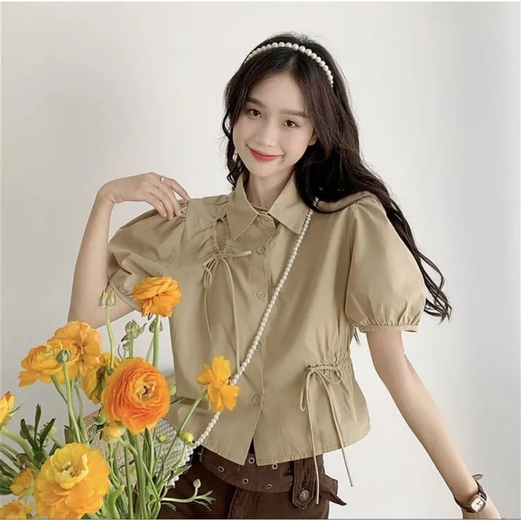 ÁO KIỂU SƠ MI RÚT EO CÁ TÍNH THỜI TRANG SÀNH ĐIỆU