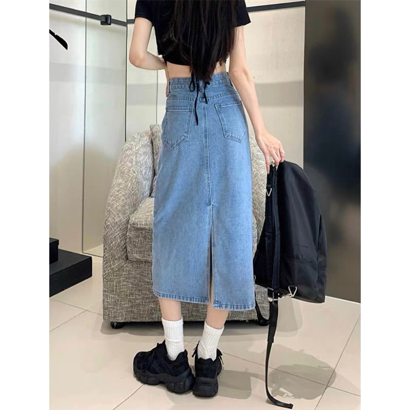 Chân váy jean cotton không dãn 55-85kg