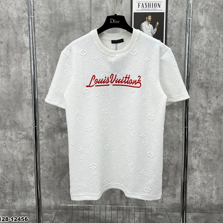 Áo thun nam cổ bẻ thêu họa tiết trang nhã vải cotton co giãn cao cấp