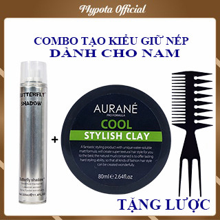 Combo sáp vuốt tóc aurane cool + gôm xịt tóc butterfly 320ml
