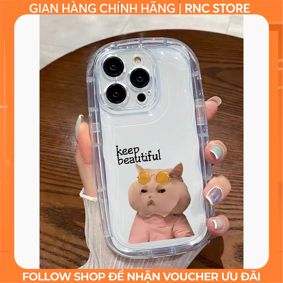 Ốp lưng Iphone 6 Plus/X/XS/Xs Max/11/12 Pro/13 Pro Max/14 Pro/...trong suốt Bóng khí chống sốc hình Chó Đắp Mặt Nạ