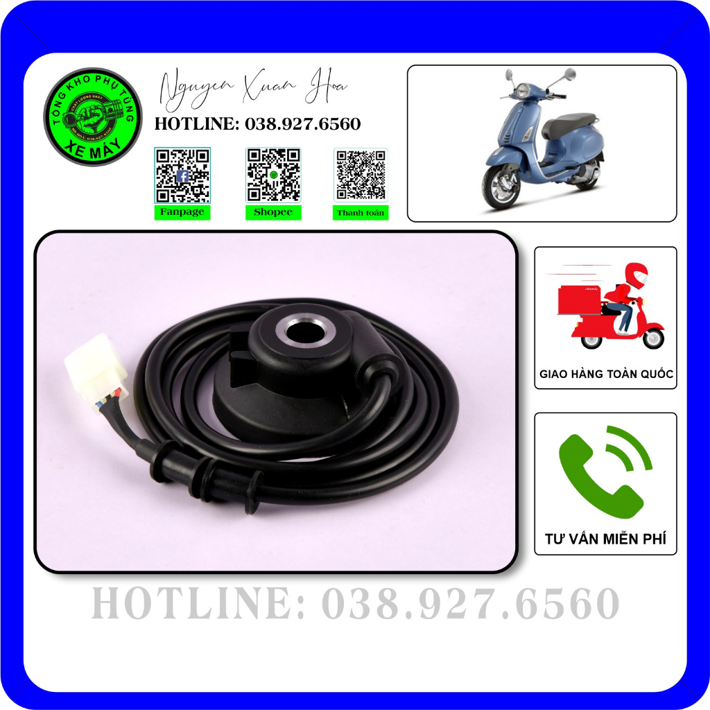 Sâu công tơ mét điện tử/ Cóc công tơ mét/ Cảm biến tốc độ điện tử Vespa Sprint 50cc (cả bộ gồm sâu và dây công tơ mét)