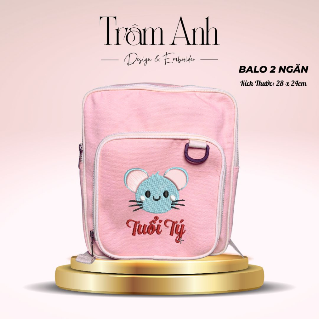 Balo Thêu Tên Cho Bé Loại Hai Ngăn + Name Tag , Cho Bé Đi Học Đi Du Lịch, Balo Đi Học Style Hàn Quốc
