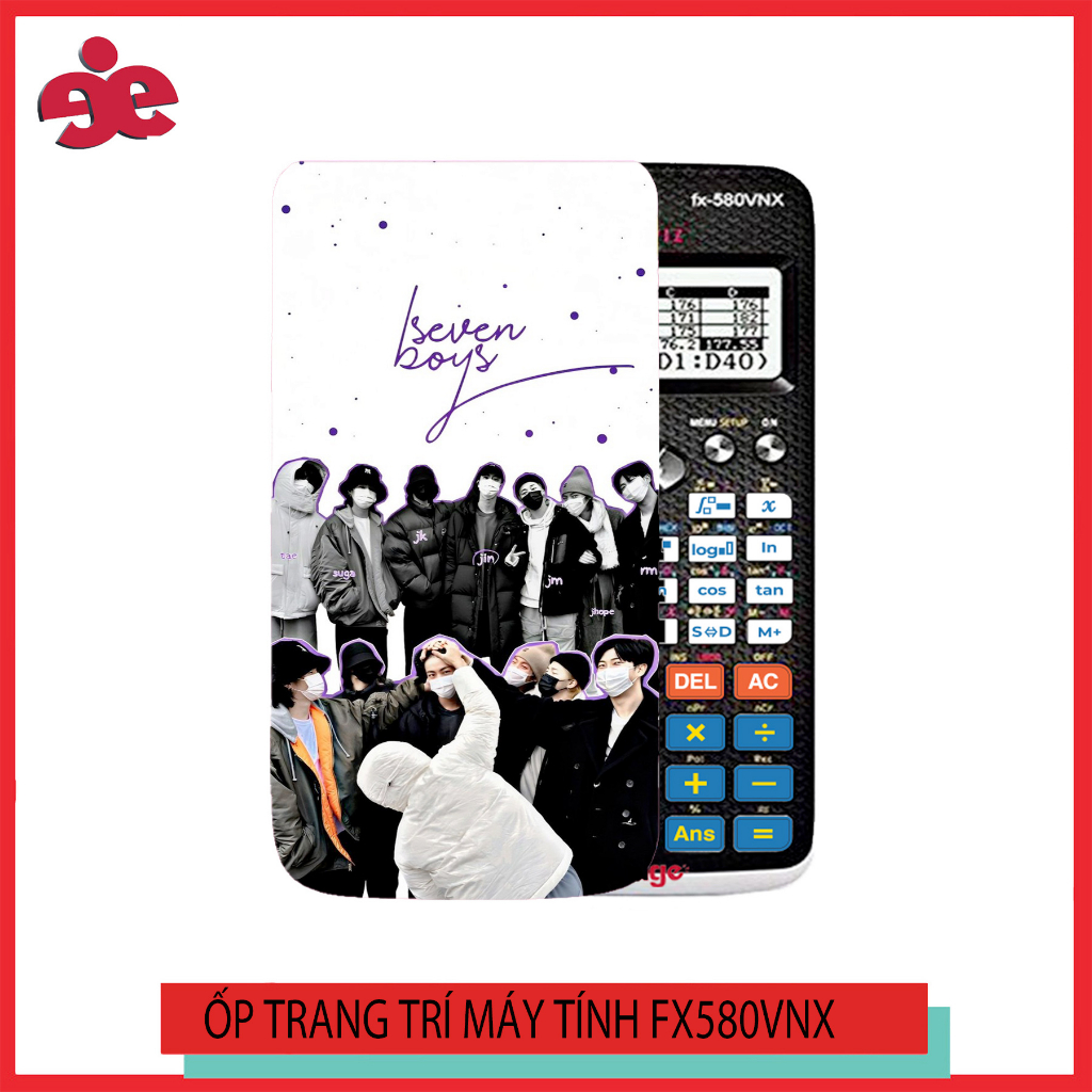 ỐP TRANG TRÍ MÁY TÍNH CASIO FX 580VNX HÌNH BTS-NHẬN IN THEO YÊU CẦU!!