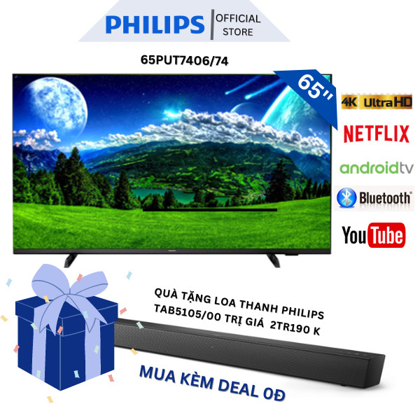 Android TV Philips 65 inch màn hình LED 4K UHD - 65PUT7406/74 - Miễn phí lắp đặt