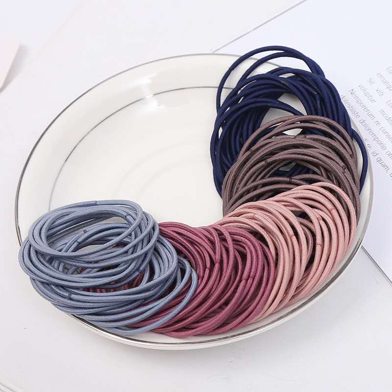 SET 100 DÂY THUN CỘT TÓC TRƠN CÓ TÚI ZIP MIX NHIỀU MÀU SIÊU XINH P002 - THUN BUỘC TÓC TÚI ZIP