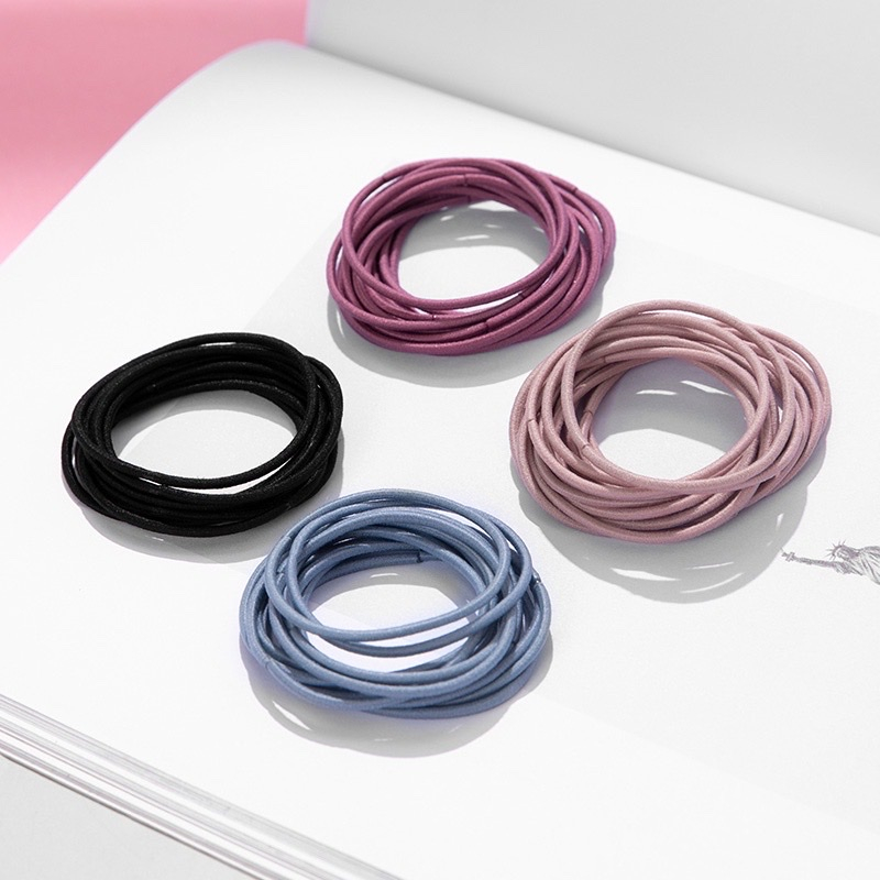 SET 100 DÂY THUN CỘT TÓC TRƠN CÓ TÚI ZIP MIX NHIỀU MÀU SIÊU XINH P002 - THUN BUỘC TÓC TÚI ZIP