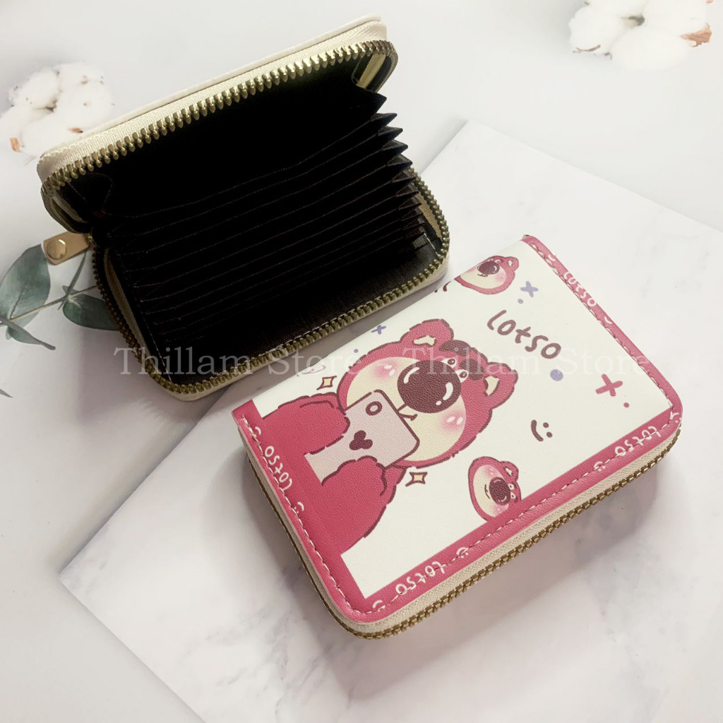 Ví Gấu Dâu Lotso khoá kéo nhiều ngăn tiện lợi cute