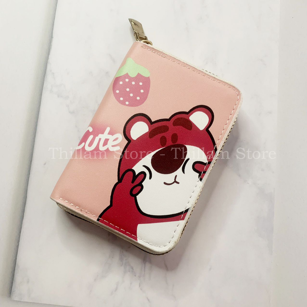 Ví Gấu Dâu Lotso khoá kéo nhiều ngăn tiện lợi cute