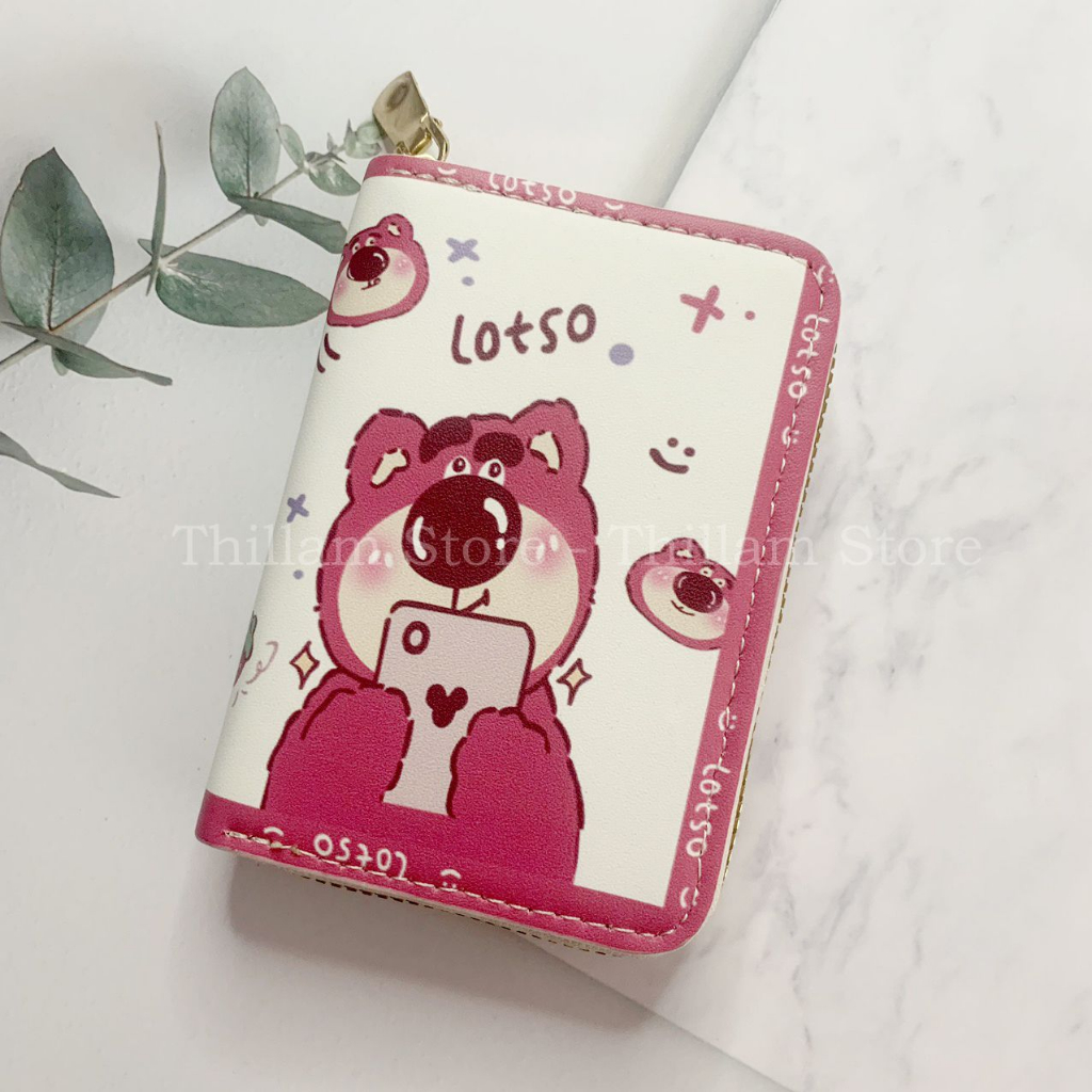Ví Gấu Dâu Lotso khoá kéo nhiều ngăn tiện lợi cute