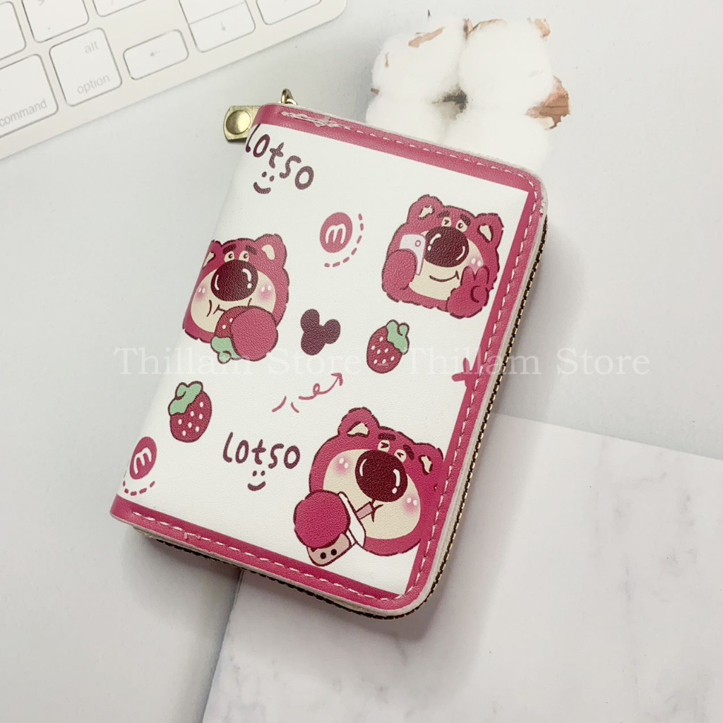 Ví Gấu Dâu Lotso khoá kéo nhiều ngăn tiện lợi cute