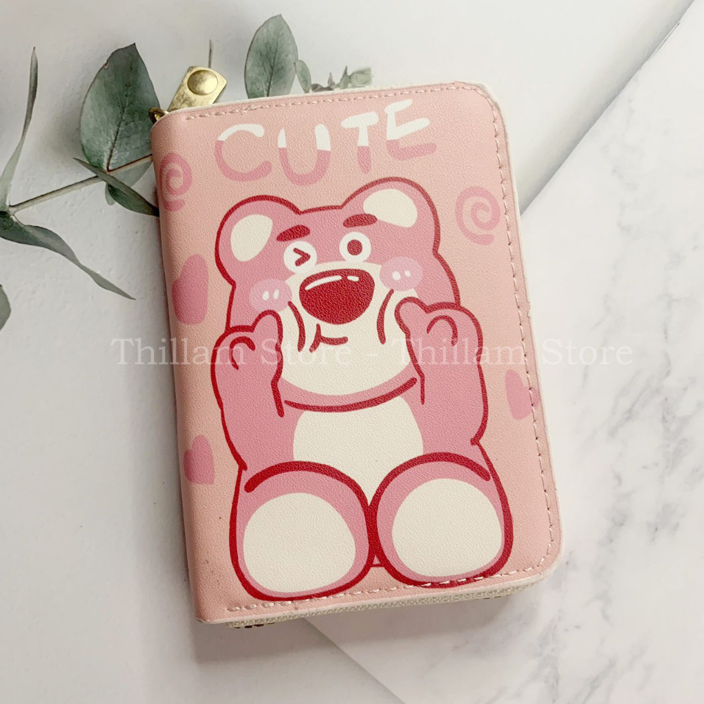 Ví Gấu Dâu Lotso khoá kéo nhiều ngăn tiện lợi cute