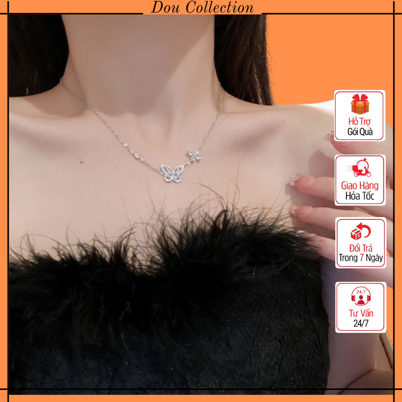 Vòng cổ, Dây chuyền unisex nam nữ chất thép titan không gỉ mặt dây họa tiết cánh bướm phong cách trang nhã - Mã DC017