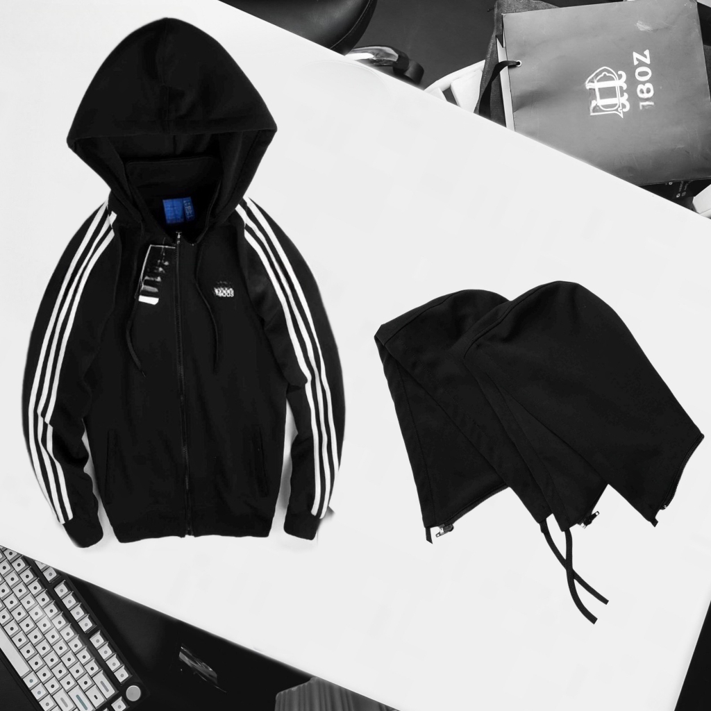 Áo Khoác Thể Thao 3 Sọc Nam - nữ Có Nón  cao cấp