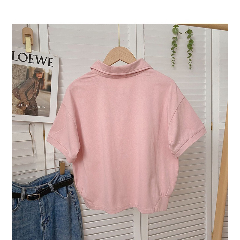 Áo thun nữ cổ polo dáng suông lửng chất mỏng thoáng mát