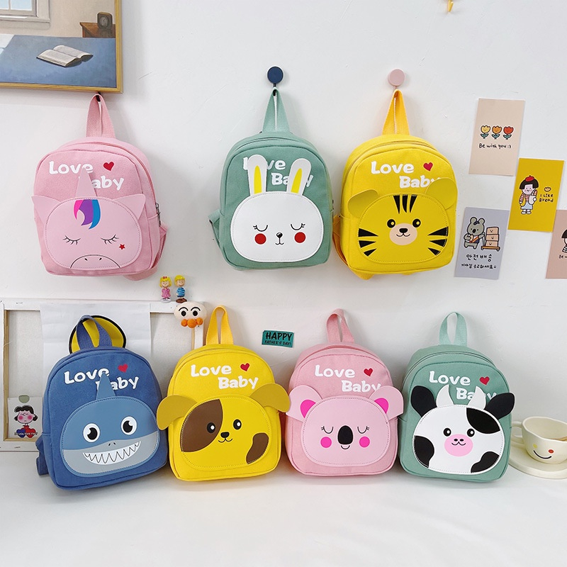 Balo vải LOVE BABY có họa tiết các con vật cho bé trai, bé gái - Túi đi học, đi chơi cực đáng yêu cho trẻ mọi lứa tuổi.