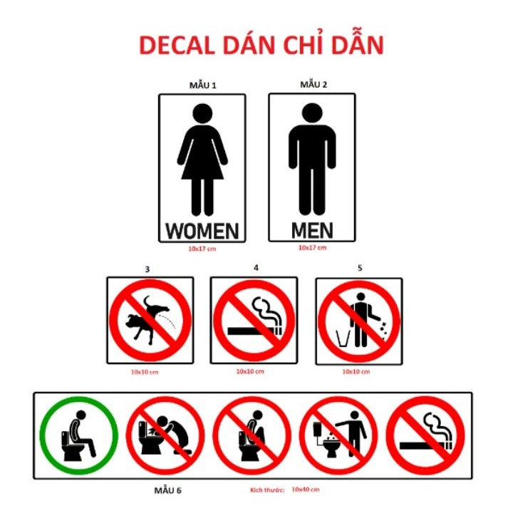 Tổng Hợp Các Biển Cấm - Chỉ Dẫn Dán Tường, Dán Kính