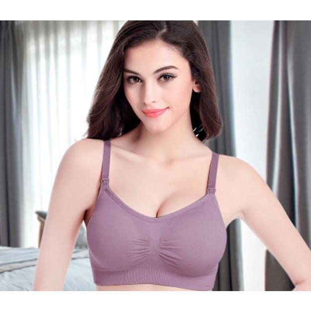 Áo lót bầu chống sệ mặc bầu và cho con bú MÀU TÍM, chất liệu cotton co giãn 4 chiều, có mở cho bé ti, điều chỉnh dây