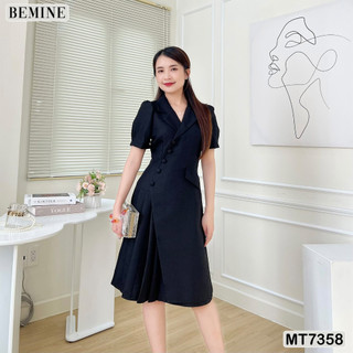 Đầm công sở cổ vest tùng xếp ly bemine mt7358