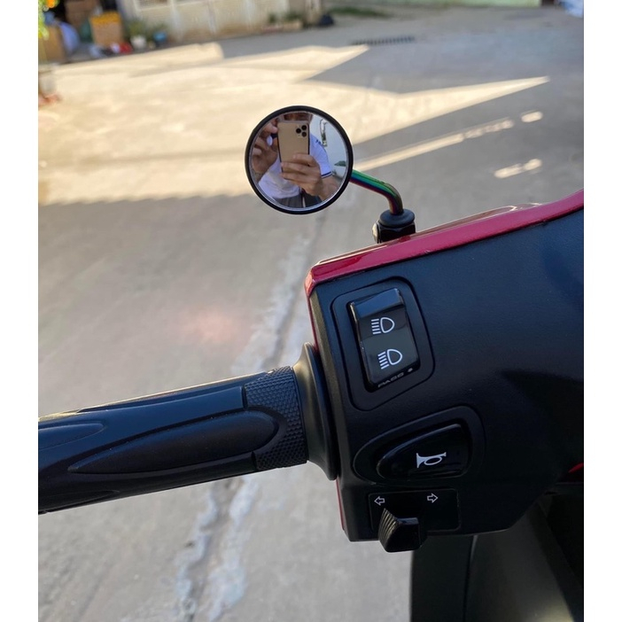 Gương Mini Gắn Xe Máy Chân Titan Cầu Lồi Đường kính 3Cm