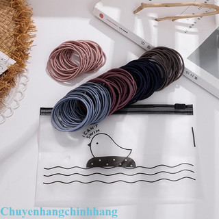 Set 100 dây buộc tóc cao su co giãn tốt có túi zip p002 - thun buộc tóc túi zip