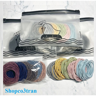 Set 100 dây thun cột tóc cao su trơn đựng trong túi zip xinh xắn p002 - thun buộc tóc túi zip