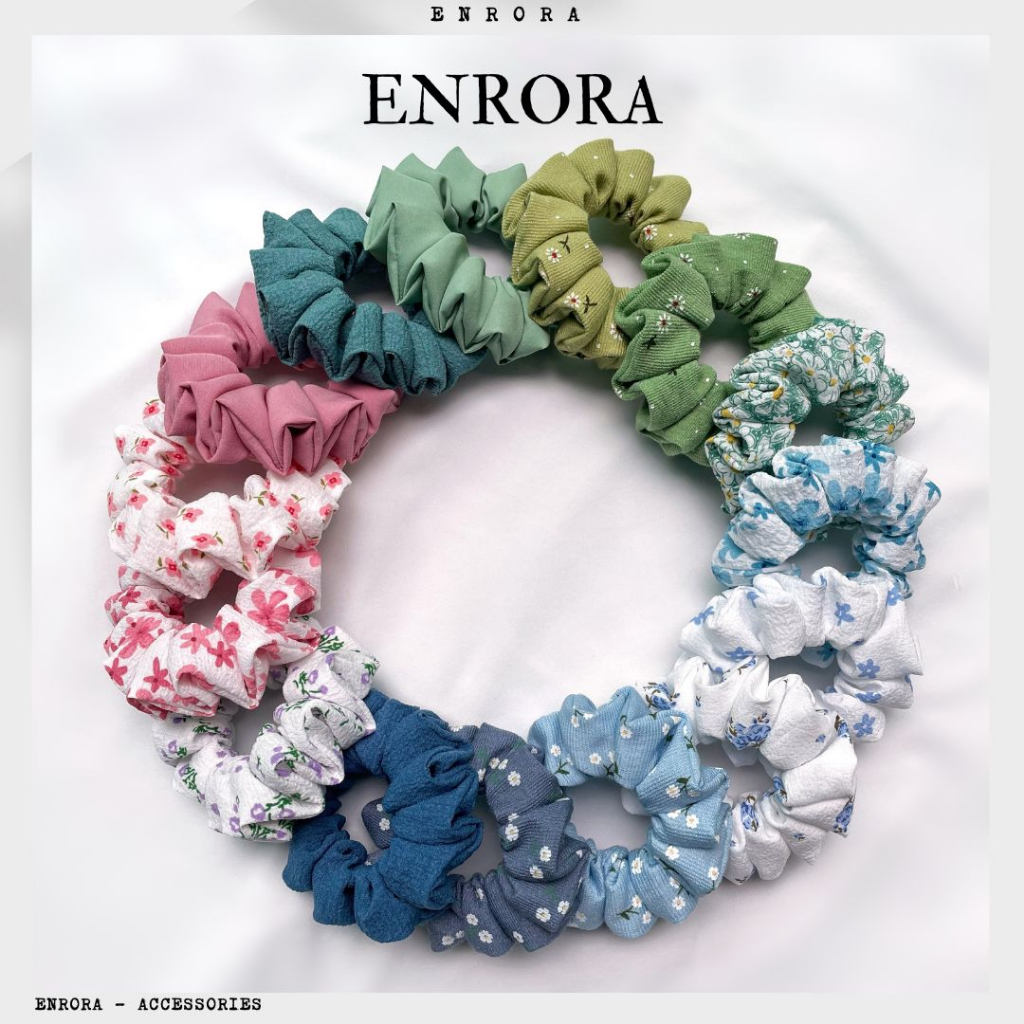 Scrunchies ENRORA Cột Tóc Vải Hoa size Vừa