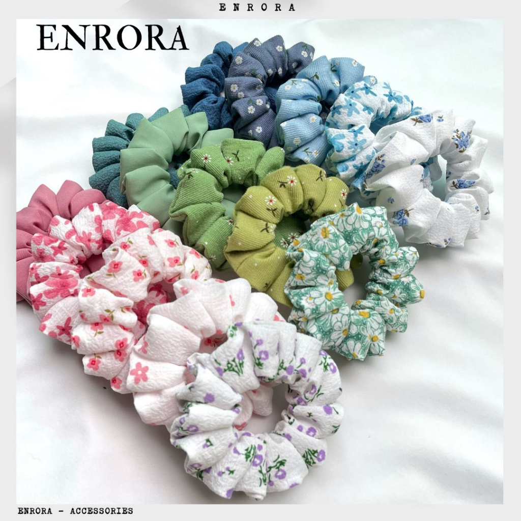 Scrunchies ENRORA Cột Tóc Vải Hoa size Vừa