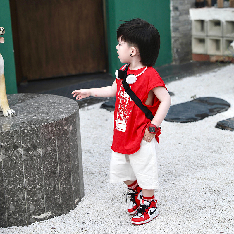 Bộ Hè Bé Trai Cá Tính Áo Ba Lỗ Mềm Mại Kèm Quần Short Phong Cách SĐO2306