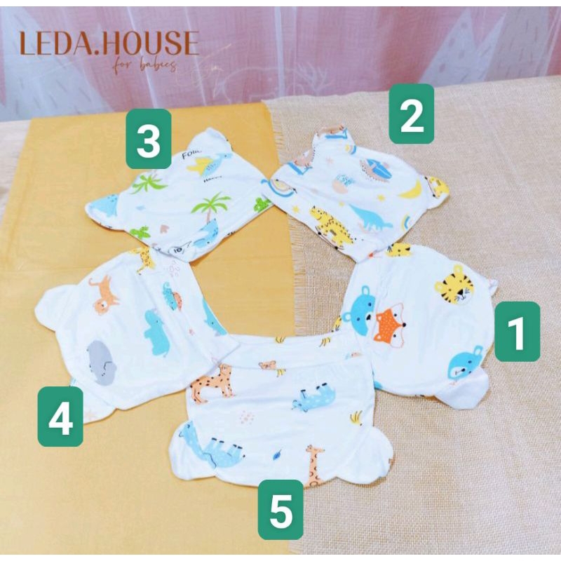 Set mũ nón & bao tay chân cho bé sơ sinh thun lạnh hình gấu MZbaby
