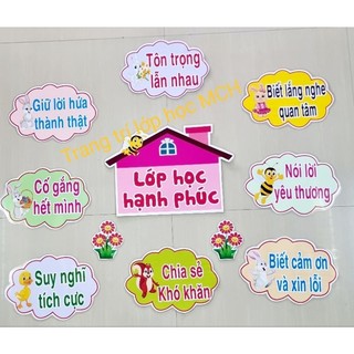 Sét Rời Lớp học hạnh phúc kèm băng dính dán tường.