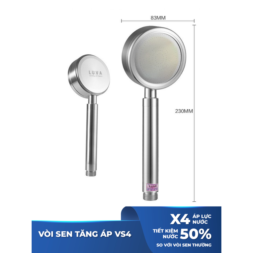 Vòi sen tăng áp Luva VS4, BH 1 năm, đổi lỗi 100 ngày, LUVA Việt Nam