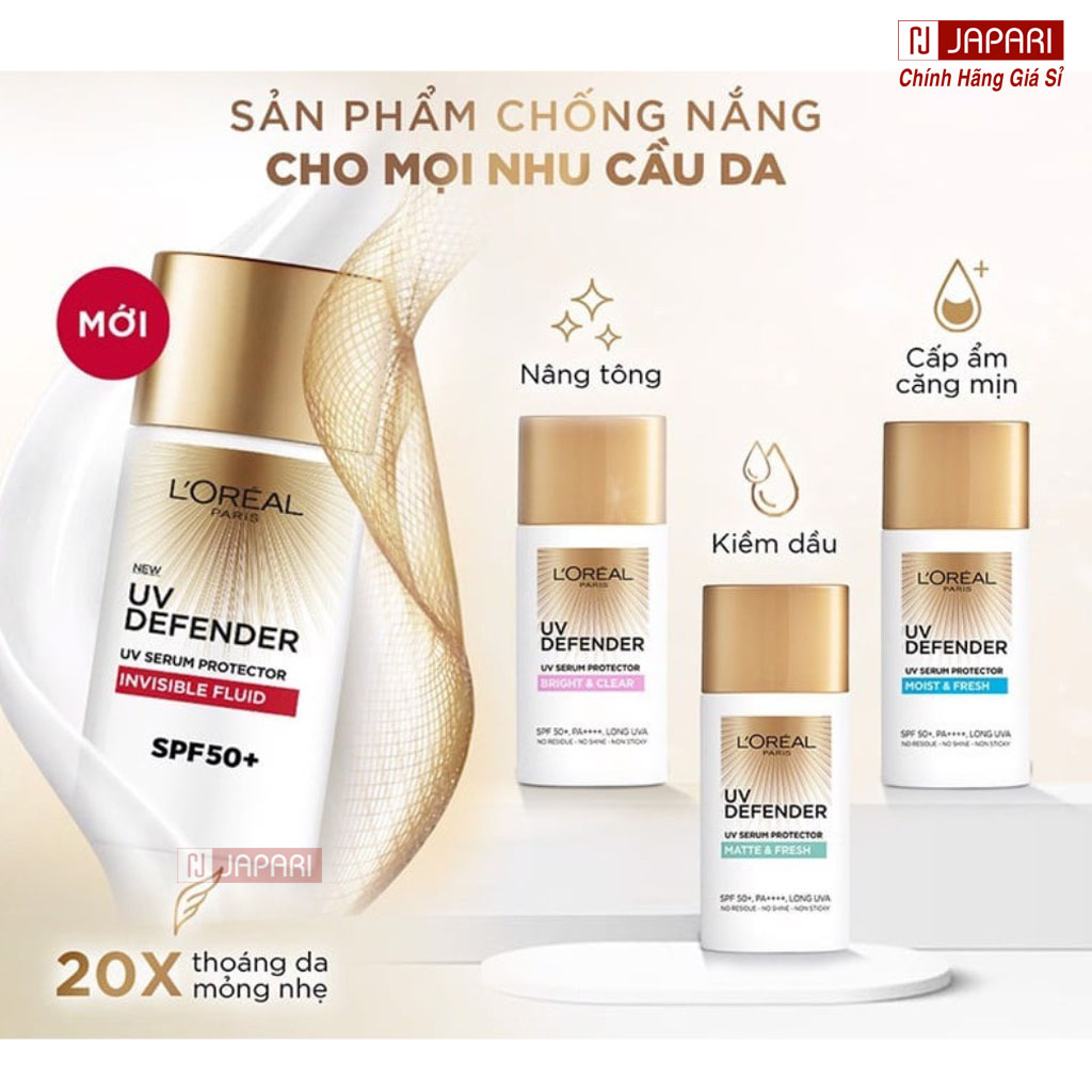 Kem Chống Nắng Loreal Kiềm Dầu Dưỡng Ẩm Cho Da Mặt, Body CHÍNH HÃNG- KCN L Oreal Paris Cho Da Dầu Mụn, Khô Nam Nữ Japari