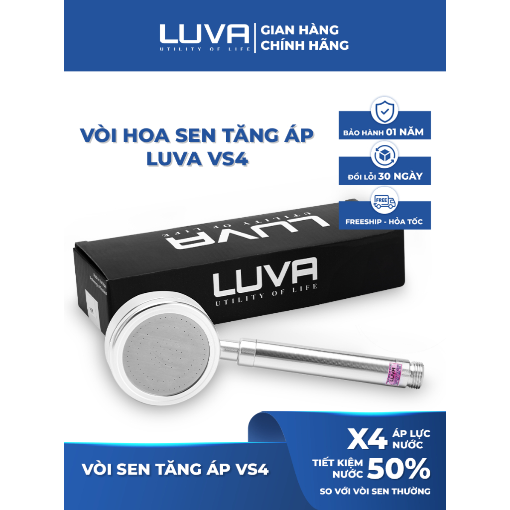 Vòi sen tăng áp LUVA VS4/VS5 Inox 304 bảo hành 1 năm, đổi lỗi 100 ngày, nhôm đúc nguyên khối