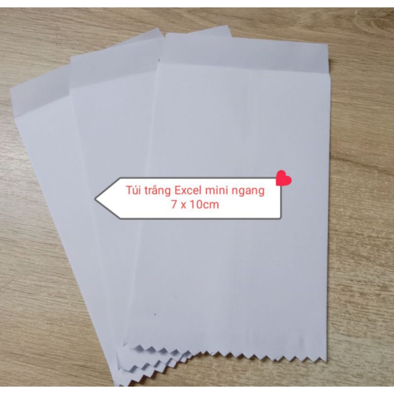 Combo 100 túi trắng bì thư Excel mini ngang 7 x dài 10cm