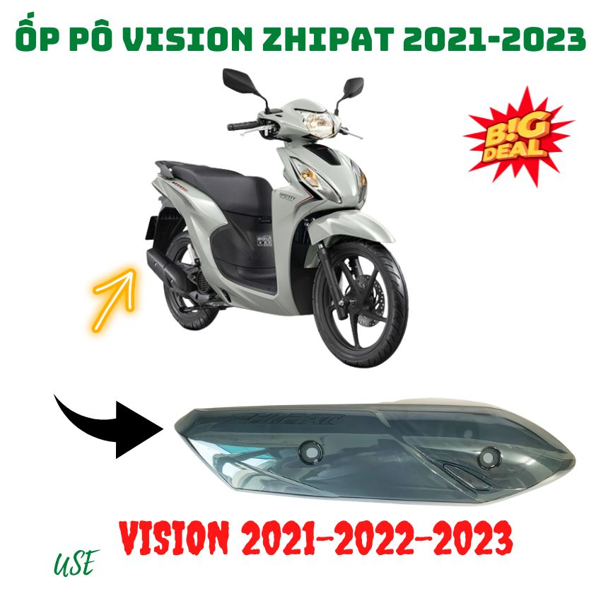 ỐP Pô Zhipat cho xe Vision 2021-Vision 2022-Vision 2023 ( Bas che pô ống xả)