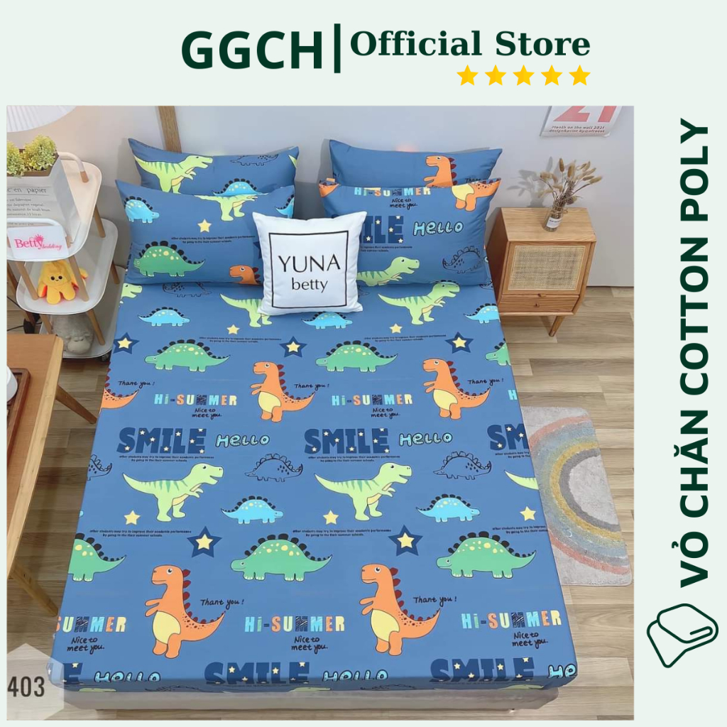 Ga Gối Mẫu KHỦNG LONG XANH Mới Chất Poly - Nhiều mẫu mới (Được chọn mẫu)