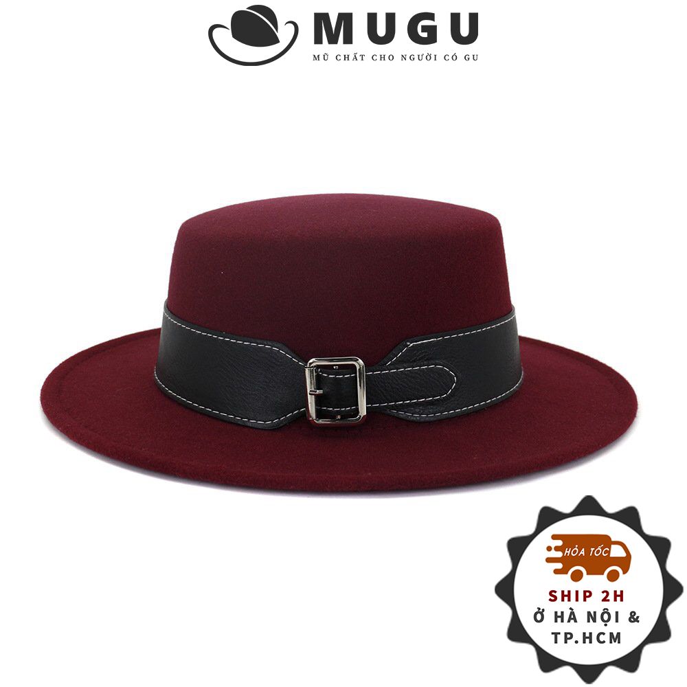 Mũ Phớt Boater Nữ TN04 Chóp Tròn Vành Ngắn Mugout - Nón Phớt Vintage Chụp Ảnh Chất Nỉ Cao Cấp | Mũ Chất HN