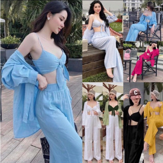 Bigsize set áo 2s nơ set452 set đi biển bikini vải đũi xược 🌈màu sắc: nude - vàng msbigsize cân nặng 55kg đến 95kg