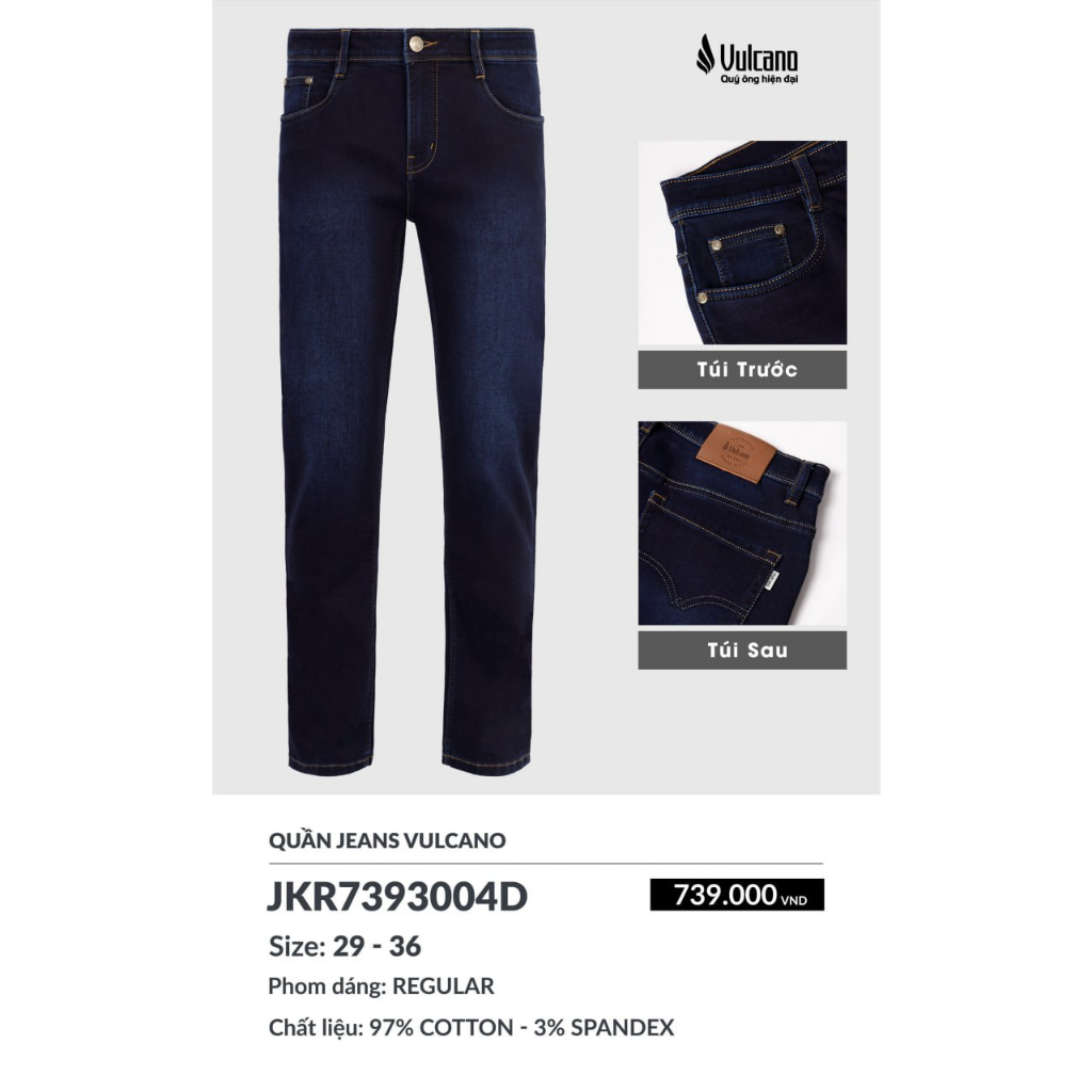 Quần Jean Nam Cao Cấp 3004D Dáng Suông Màu Xanh Than - Quần Bò Nam Vulcano