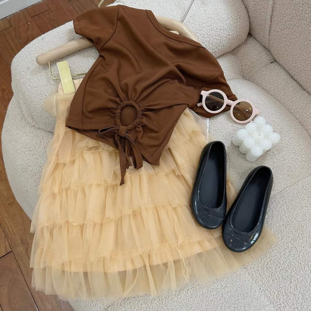 Váy Đầm Trẻ Em Thiết Kế Công Chúa, áo cách điệu  chân váy Bồng Xoè Xinh Dễ Thương Cho Bé Gái Mùa Hè B28
