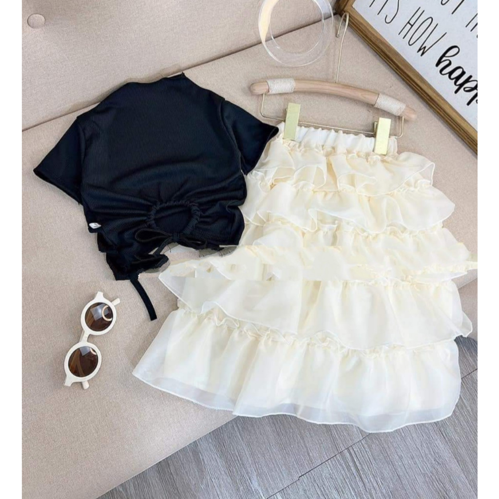Váy Đầm Trẻ Em Thiết Kế Công Chúa, áo cách điệu  chân váy Bồng Xoè Xinh Dễ Thương Cho Bé Gái Mùa Hè B28
