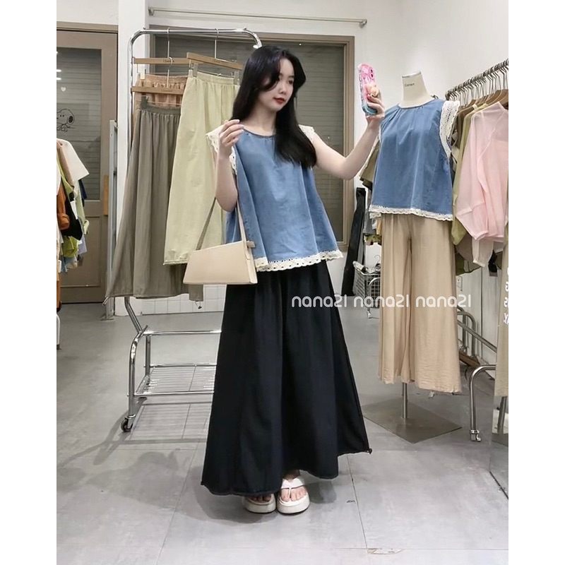 Áo jeans pha voan sát nách Nana21 Nanastore21