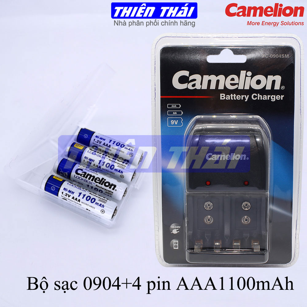 Bộ sạc Camelion BC-0904SM,kèm pin AA2700mAh,AA2500mAh,AA2300mAh,AAA1100mAh,9V200mAh,Bộ sạc tiêu chuẩn