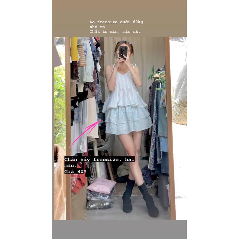 ÁO HAI DÂY BABYDOLL VOAN TƠ THANH LÝ